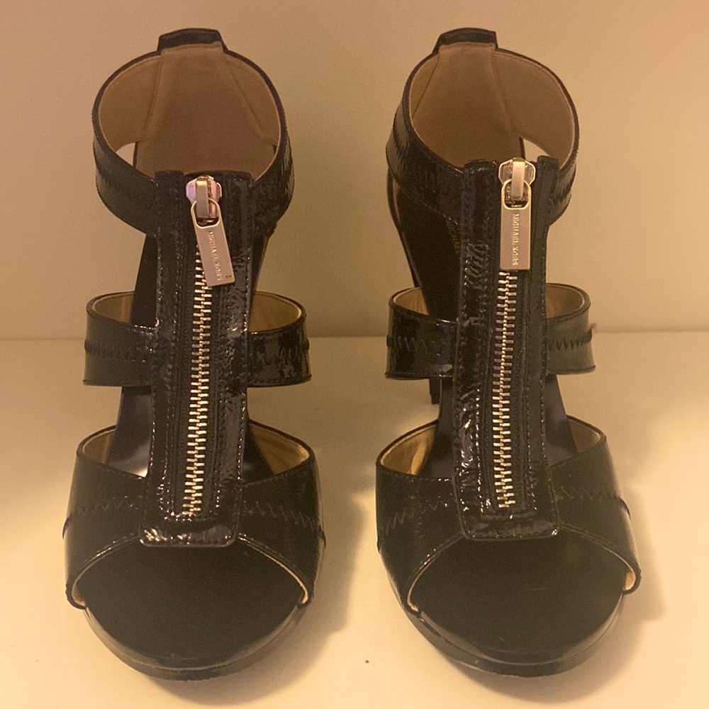 Michael Kors patten leather heels with gold zipper